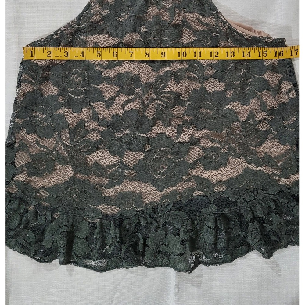 VTG Y2K Express Floral Lace Mock Neck Tank Whimsigoth Fairy Romantic Small Green - Picture 5 of 6